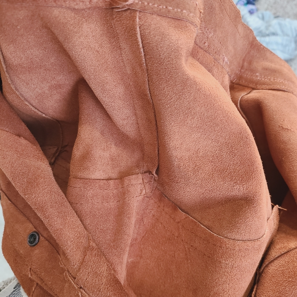 70s Vintage Brown Suede Leather Button Up Skirt - Picture 11 of 11